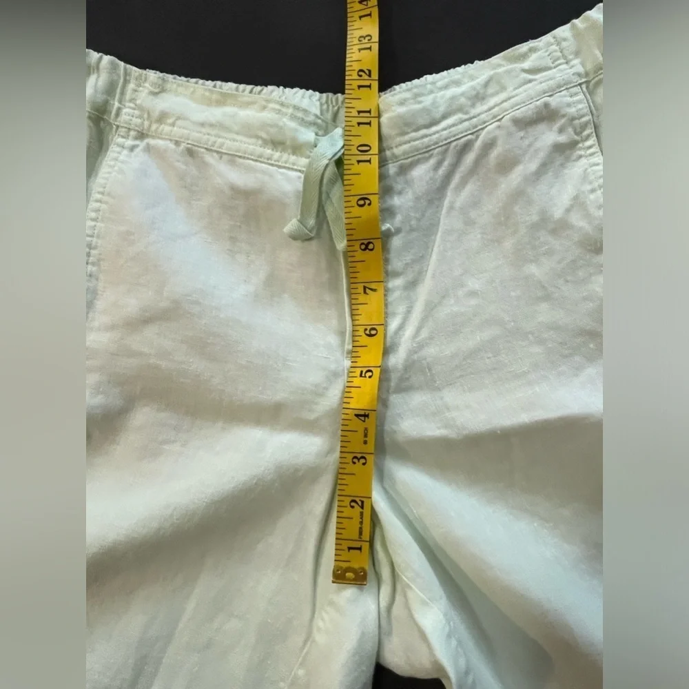 J Jill Love Linen Womens 100% Linen Pull On Ankle Pants Light Green Sz M